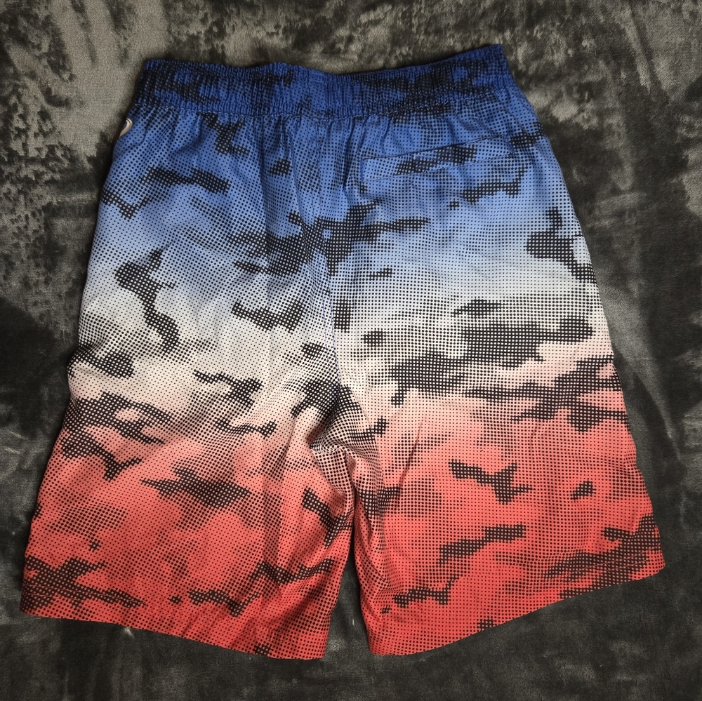 Boy's Swim Shorts Gradient - Blue, White, Red Size Medium